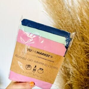 NEW ANTHRO TO THE MARKET 3 Reusable Gift Wrapping Cloths Blue Purple Mint Green